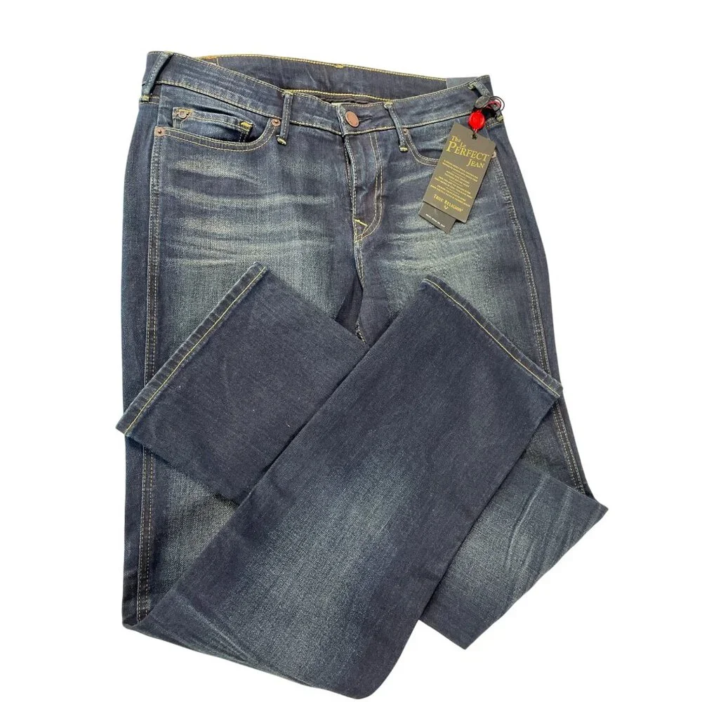 True Religion Becca Mid Rise Bootcut Jeans Size 33 Dark Wash Denim SKU 9279 - Picture 13 of 13